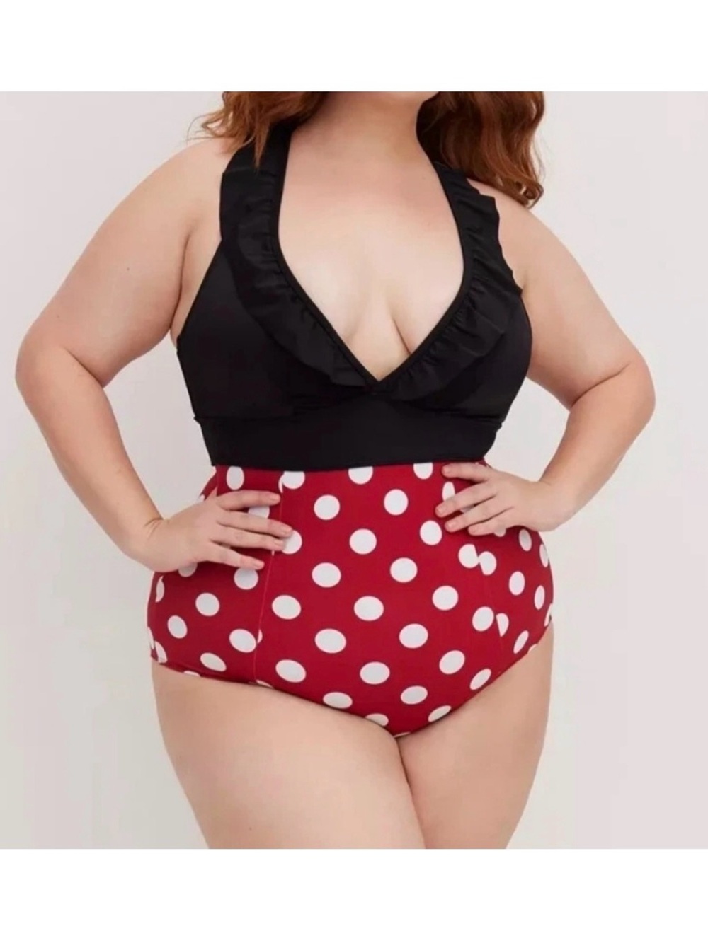 Torrid X Disney Minnie Mouse Plunge One Piece ruffle 4X